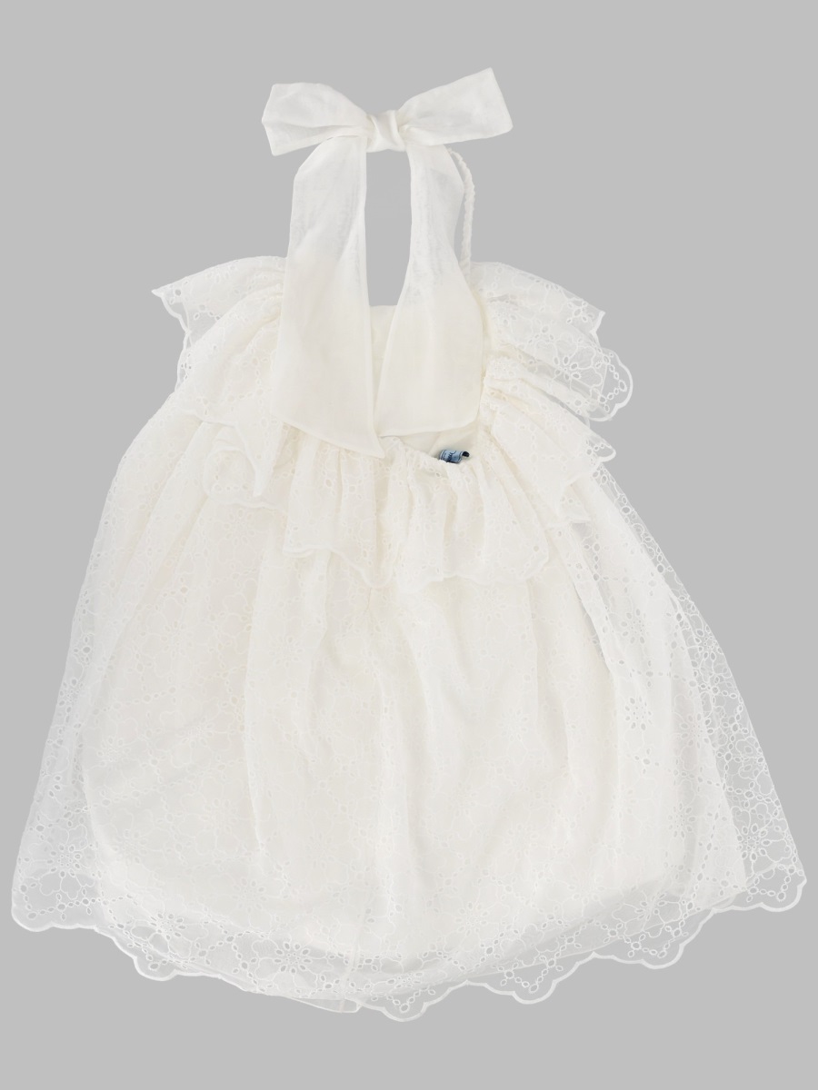 Mimisol Bow-Embellished Sangallo Dress