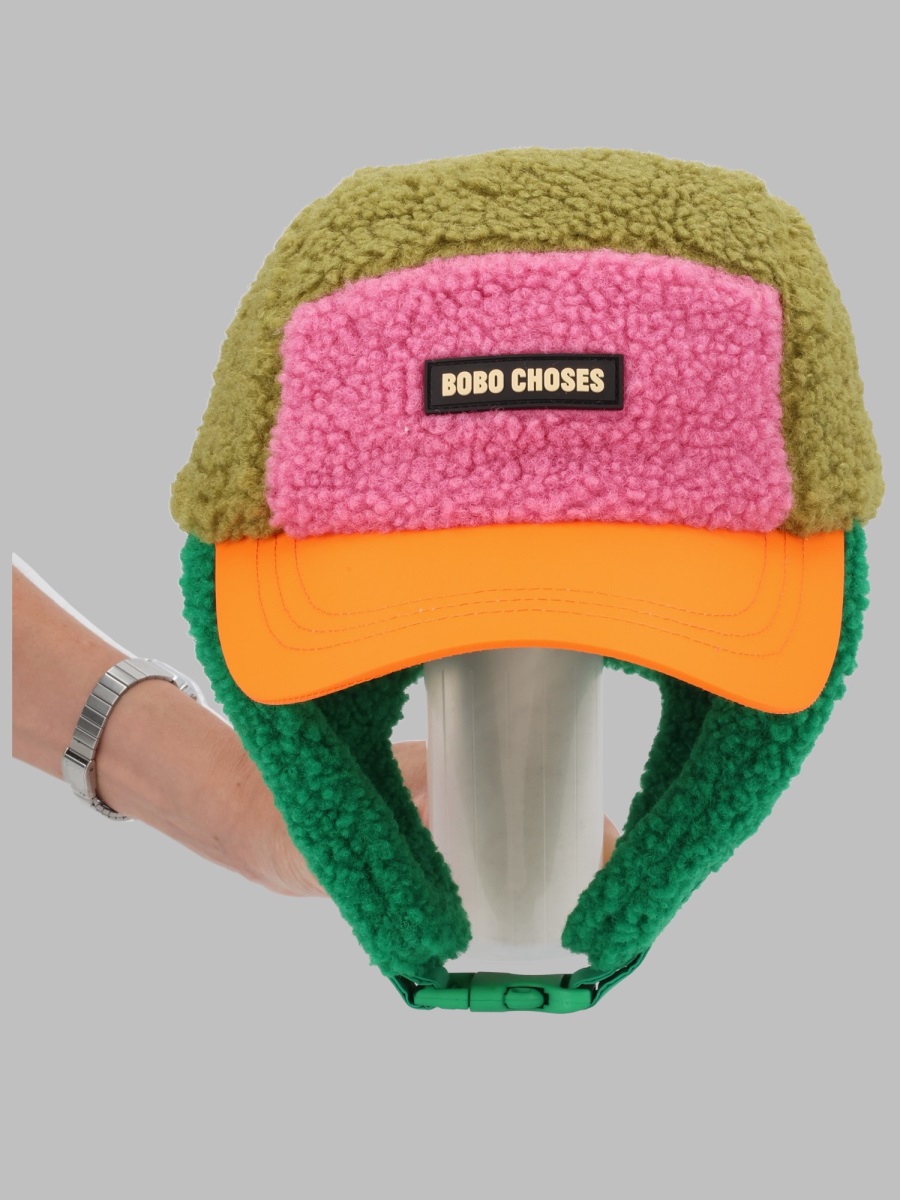 Bobo Choses Color Block Sheepskin Mittens In Green