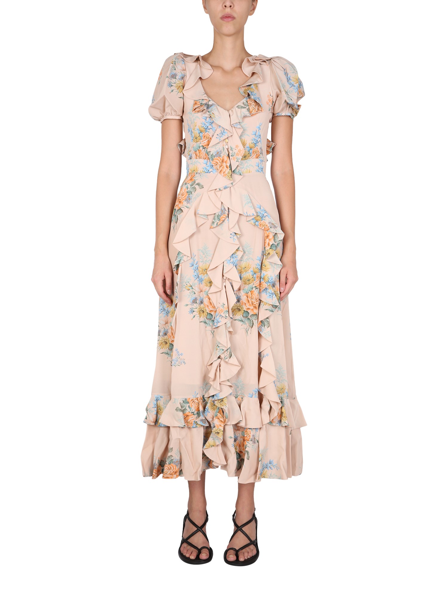 alexander mcqueen floral print ruched silk dress