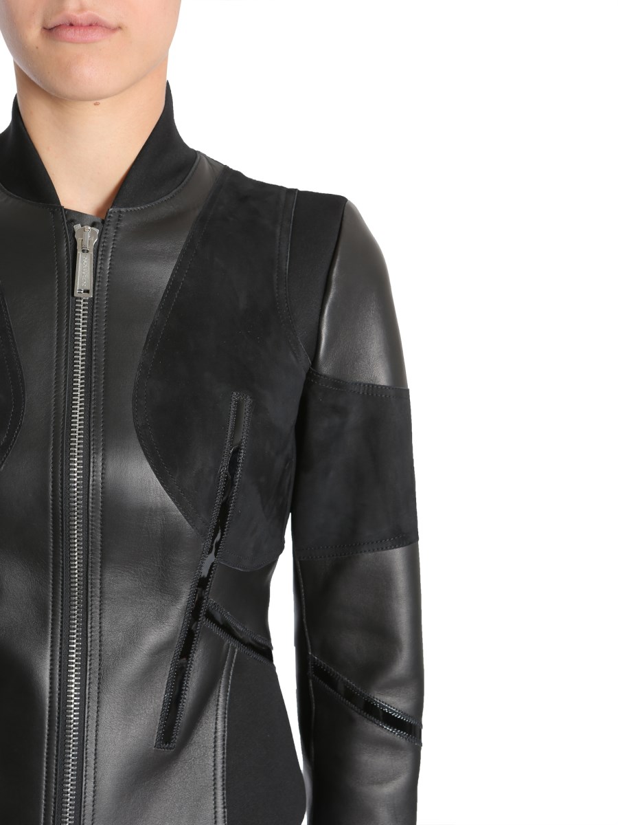 DSQUARED - LEATHER JACKET WITH SUEDE AND PATENT LEATHER INSERT ...