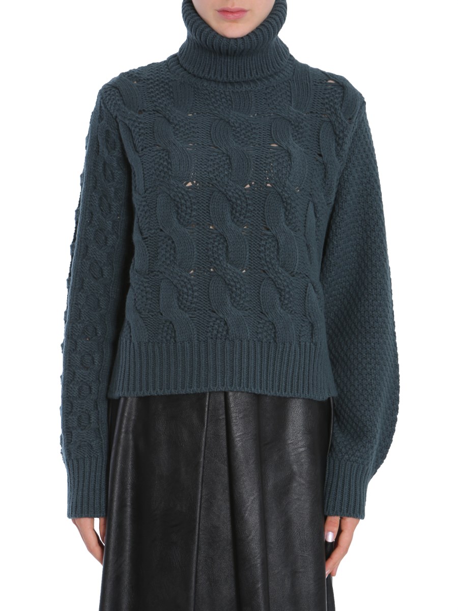 MM6 MAISON MARGIELA - CABLE-KNIT WOOL BLEND TURTLE NECK SWEATER