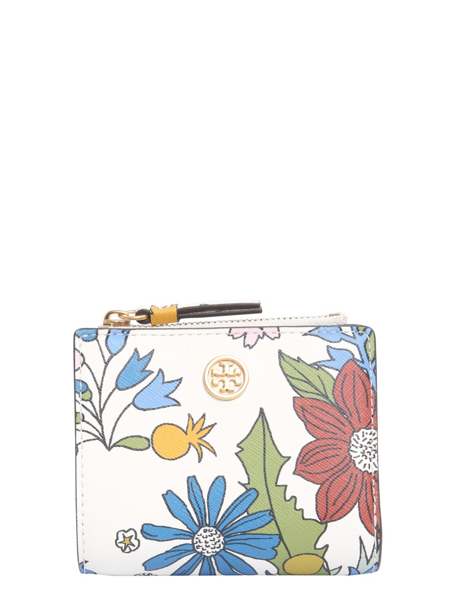 TORY BURCH - MINI FLORAL ROBINSON LEATHER WALLET - Eleonora Bonucci