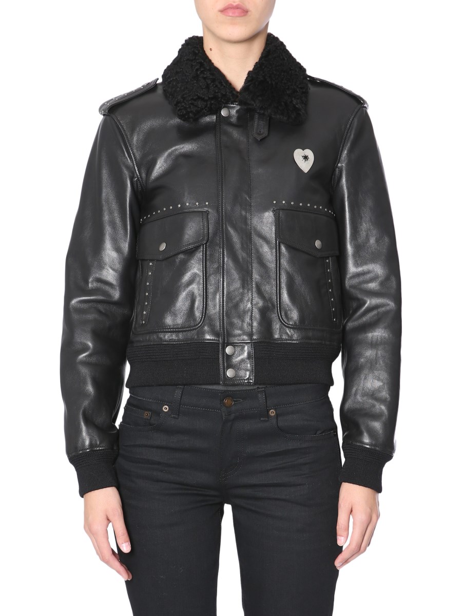 Saint Laurent Leather Collared Utility Jacket