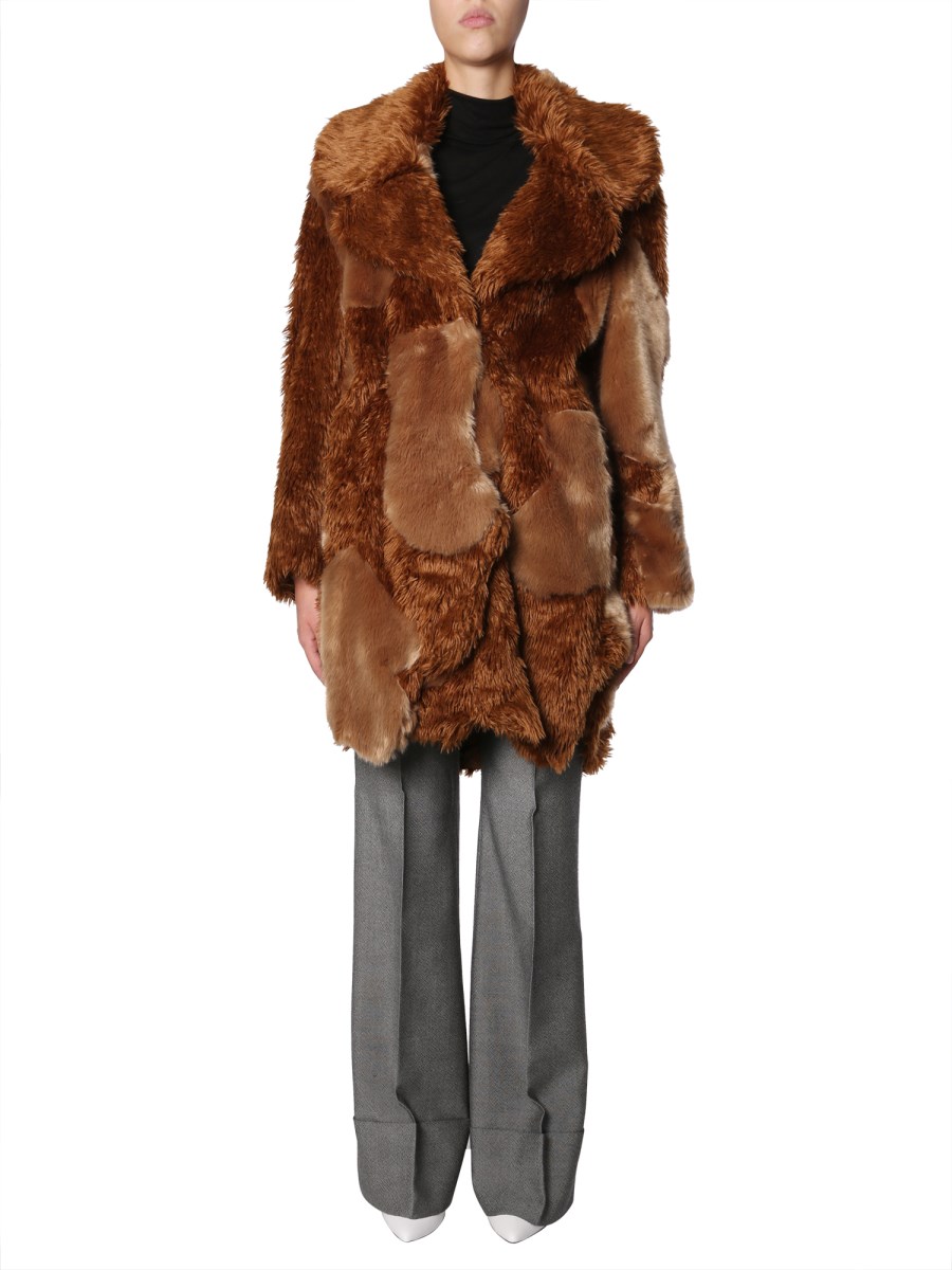 STELLA McCARTNEY COAT OF FAUX FUR PATCHWORK Eleonora Bonucci