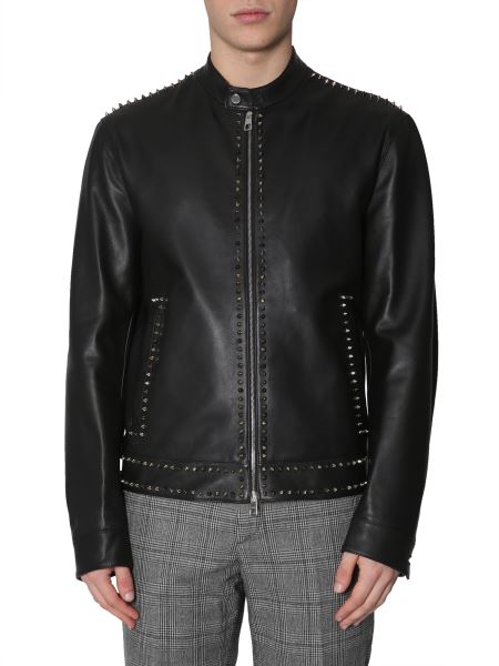 versace collection leather jacket