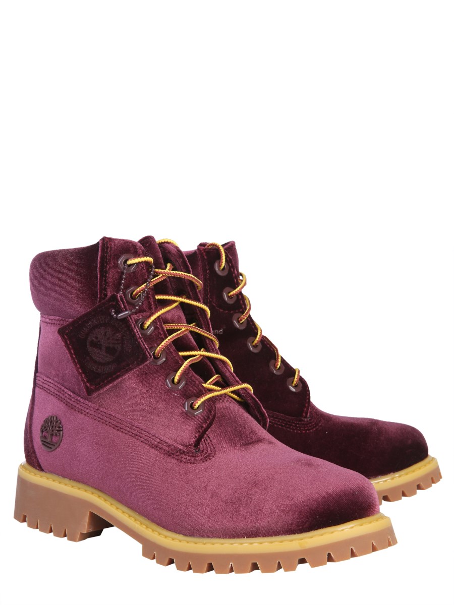 Maroon store velvet timberlands