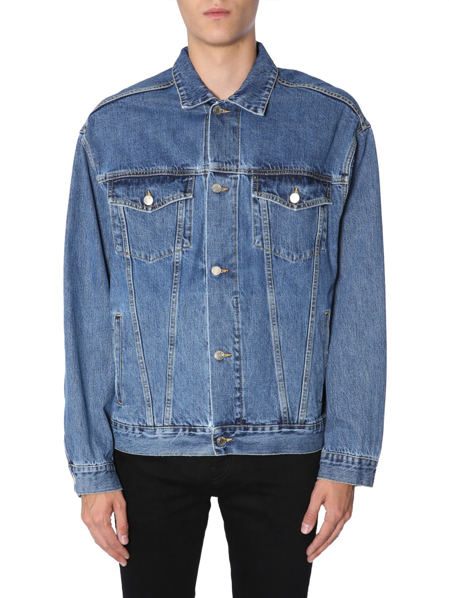 IH NOM UH NIT - DENIM JACKET WITH EMBROIDERED LOGO ON THE BACK