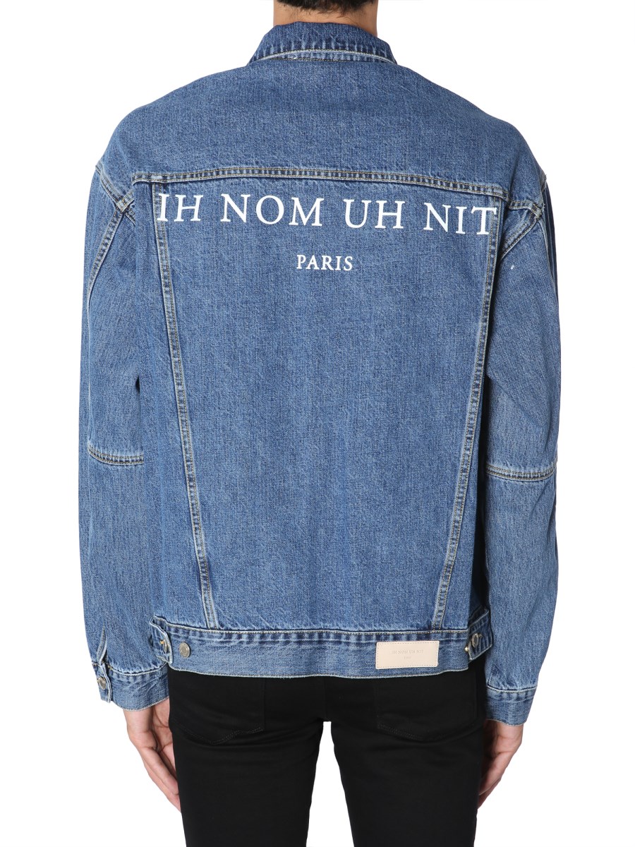 IH NOM UH NIT - DENIM JACKET WITH EMBROIDERED LOGO ON THE BACK