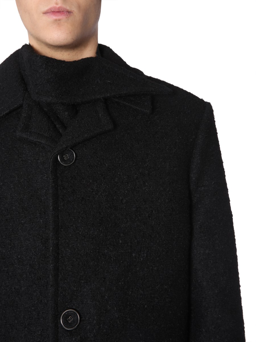 RAF SIMONS - CLASSIC WOOL BOUCLE COAT WITH REMOVABLE INSERT