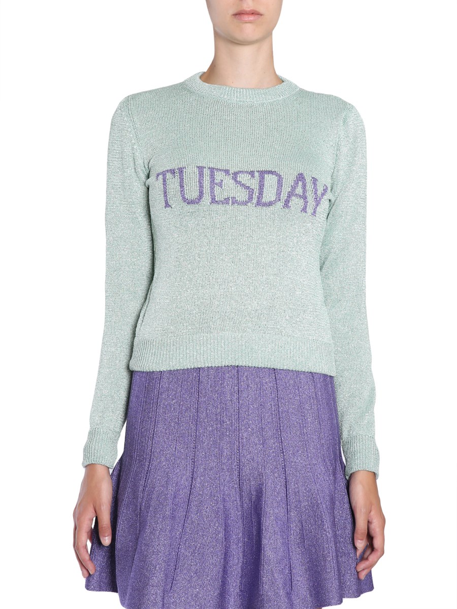 ALBERTA FERRETTI LUREX JUMPER WITH TUESDAY INTARSIA Eleonora Bonucci