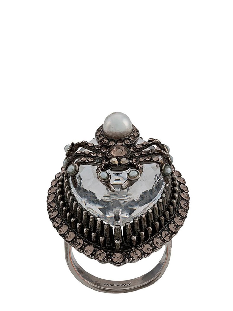 ALEXANDER McQUEEN - BRASS SPIDER RING WITH CRYSTAL - Eleonora Bonucci