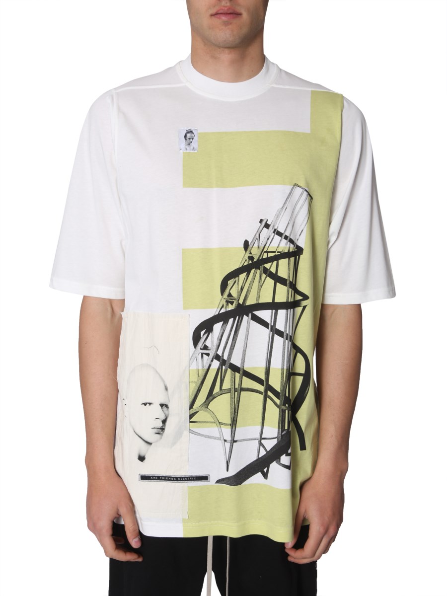 RICK OWENS DRKSHDW - JUMBO PATCH-DETAIL PRINTED-COTTON T-SHIRT 