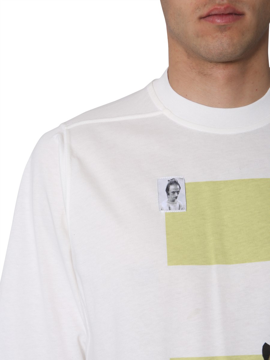 RICK OWENS DRKSHDW - JUMBO PATCH-DETAIL PRINTED-COTTON T-SHIRT