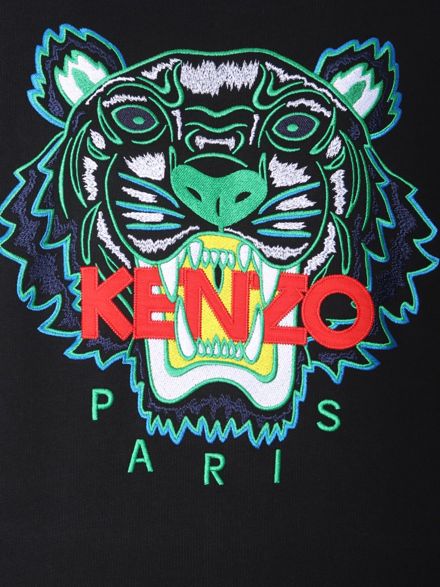 KENZO FELPA IN COTONE CON TIGRE RICAMATA CON CAPPUCCIO E ZIP Eleonora Bonucci