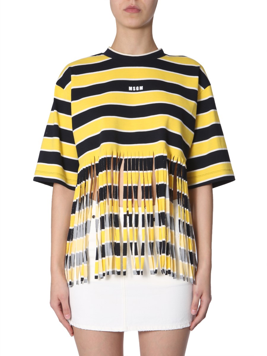 T-shirt DR Strings Nera Con Stampa 'schiaffo Felice' Gialla - Cotone 100% - Uomo M/L/XL