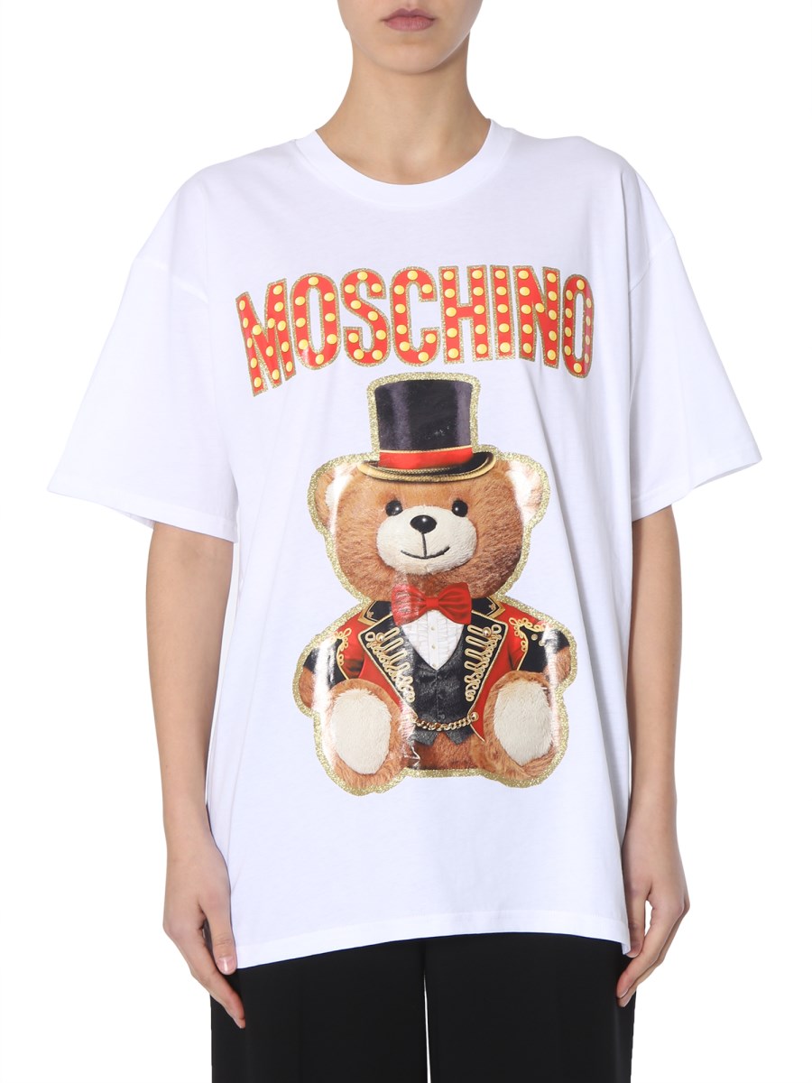MOSCHINO - OVERSIZE FIT COTTON T-SHIRT WITH TEDDY BEAR CIRCUS