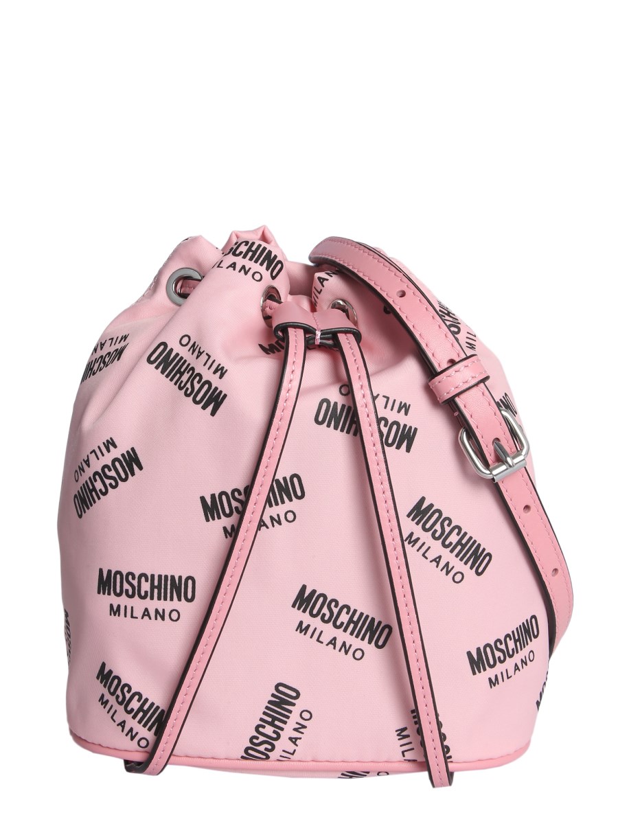 MOSCHINO NYLON BUCKET BAG WITH LOGO PRINT Eleonora Bonucci