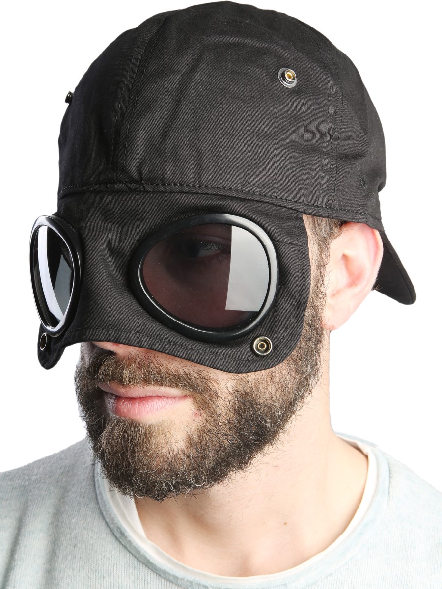 C.P. COMPANY - CAPPELLO DA BASEBALL IN GABARDINE CON LENTI ICONICHE