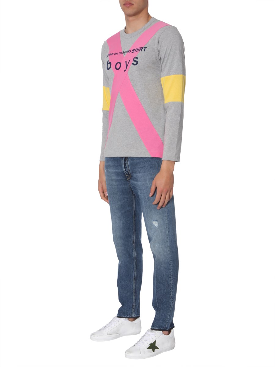 COMME DES GARCONS SHIRT BOY - LONG SLEEVE COTTON T-SHIRT WITH LOGO PRINT - Eleonora Bonucci COMME DES GARCONS SHIRT BOY - LONG SLEEVE COTTON T-SHIRT WITH LOGO PRINT - Eleonora Bonucci