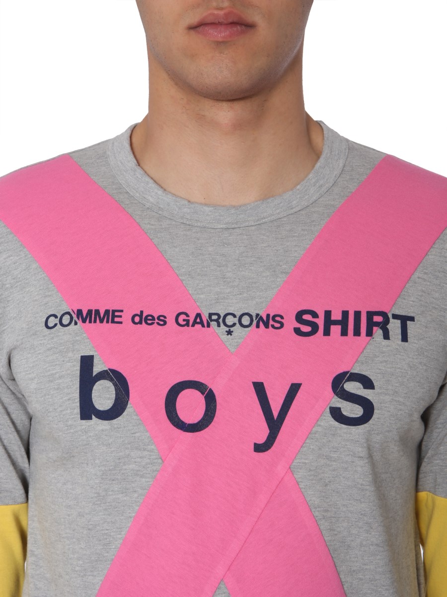 COMME DES GARCONS SHIRT BOY - LONG SLEEVE COTTON T-SHIRT WITH LOGO 