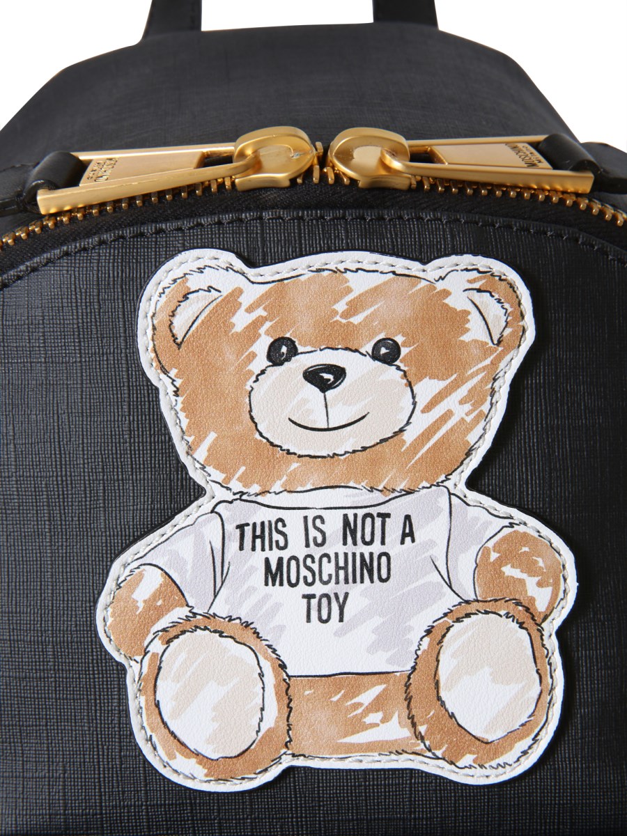 MOSCHINO MEDIUM BACKPACK WITH BRUSHSTROKE TEDDY BEAR PATCH