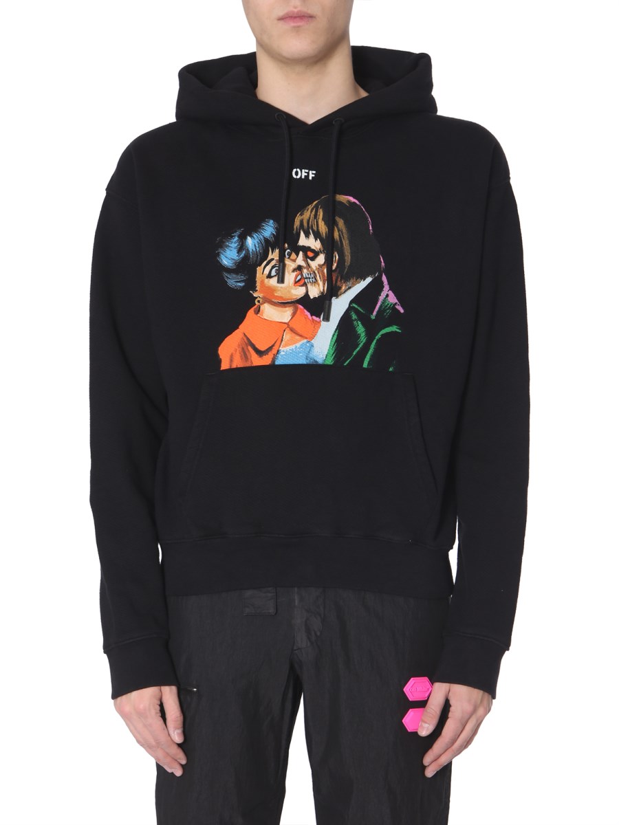 Off white kiss print hoodie on sale