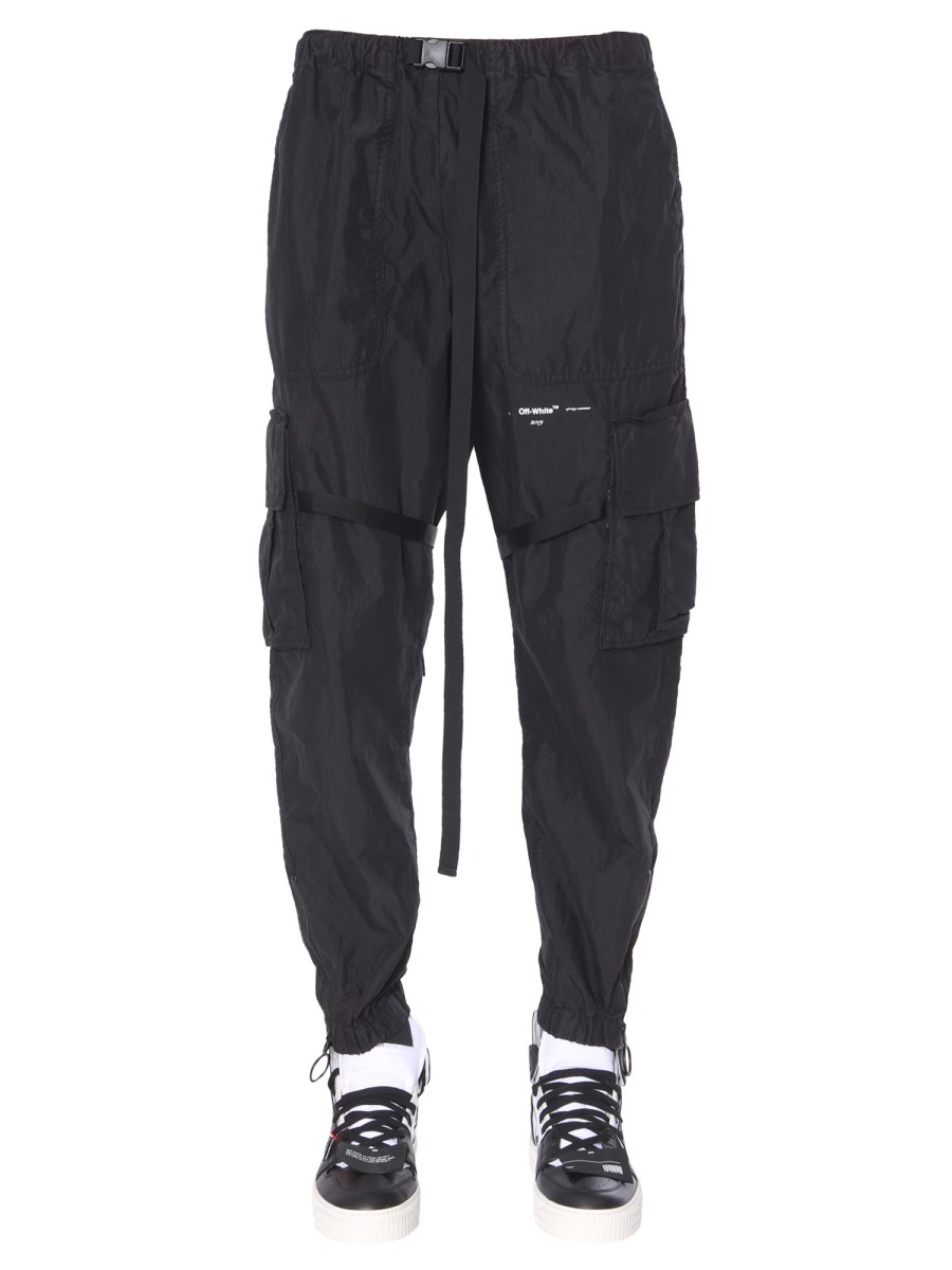 White Parachute Cargo Pants