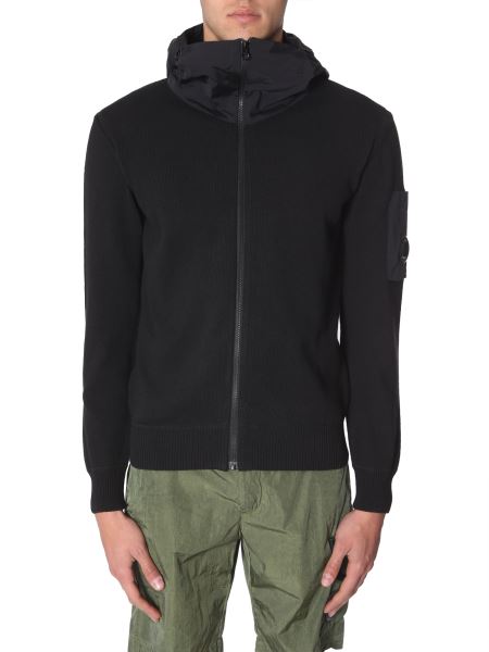 cp company nylon sleeve hooded sweatshirt