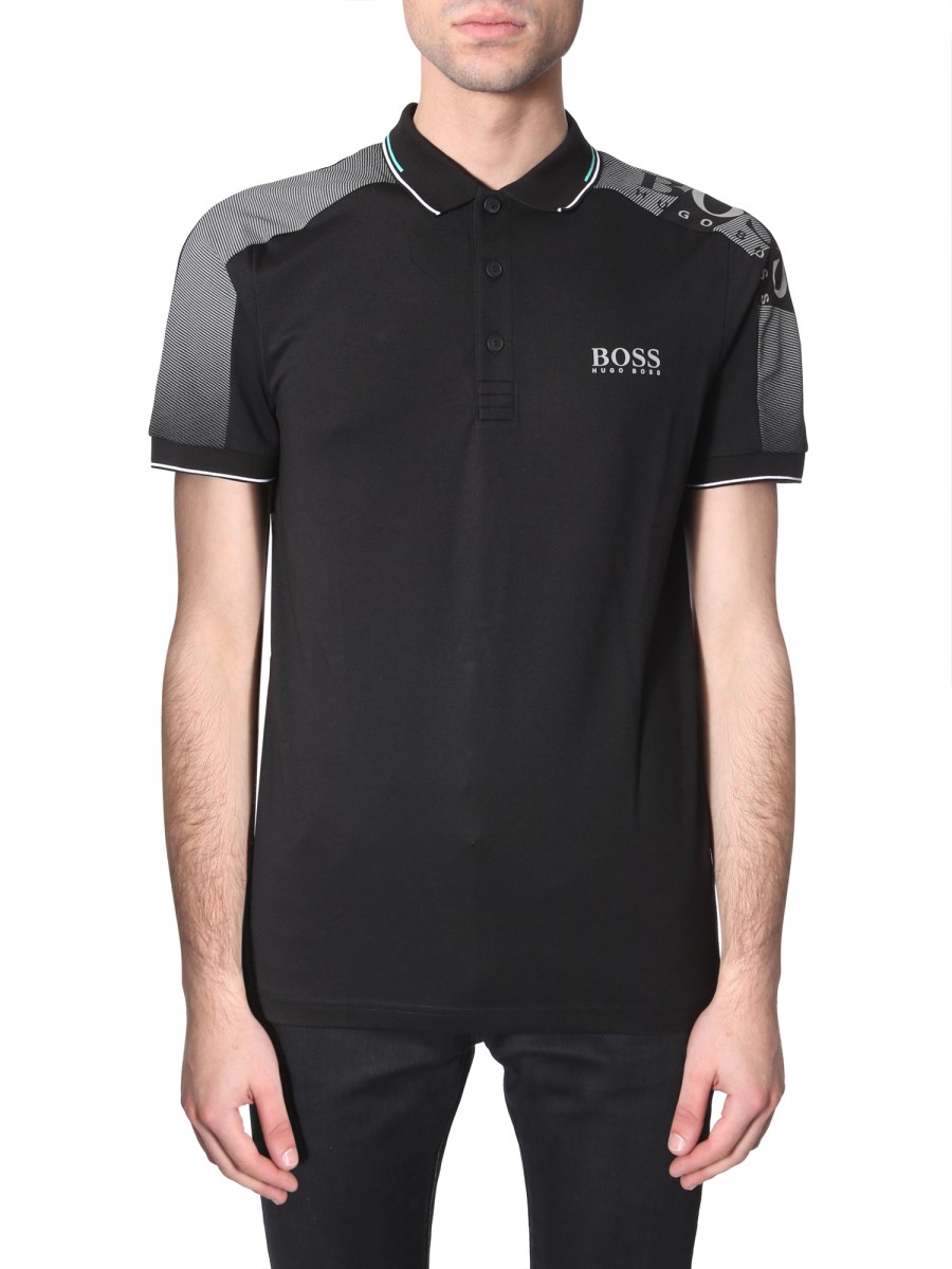 BOSS PAULE PRO SLIM FIT POLO SHIRT WITH PRINTED LOGO ON SHOULDERS AND S.CAFE Eleonora Bonucci