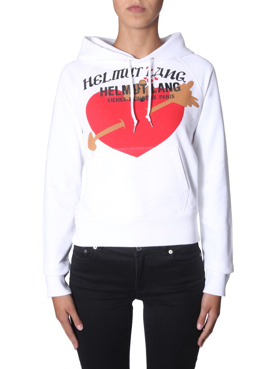 HELMUT LANG HOODED SWEATSHIRT WITH EMBROIDERED HEART AND LOGO Eleonora Bonucci