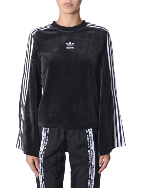 adidas originals sweatshirt dress with velvet sleeves