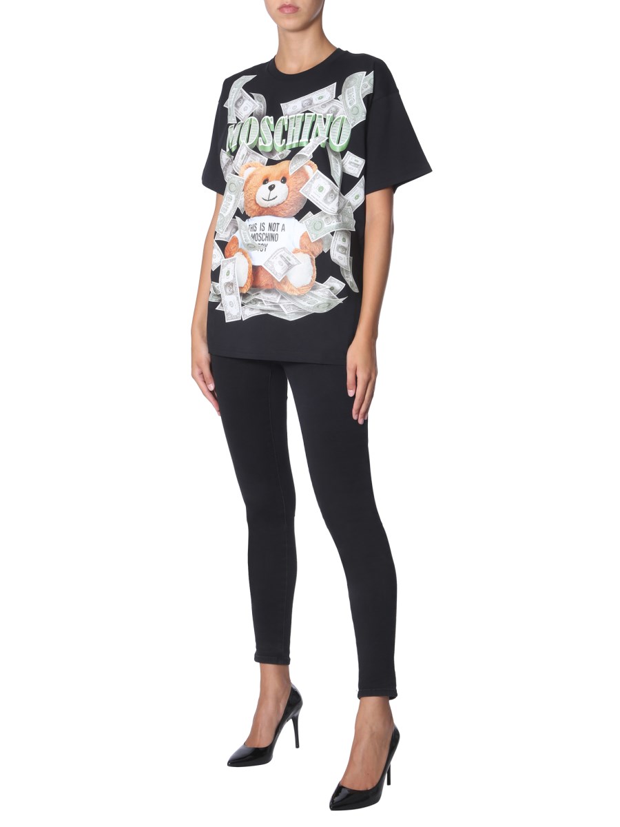 MOSCHINO - DOLLAR TEDDY BEAR COTTON JERSEY T-SHIRT - Eleonora Bonucci