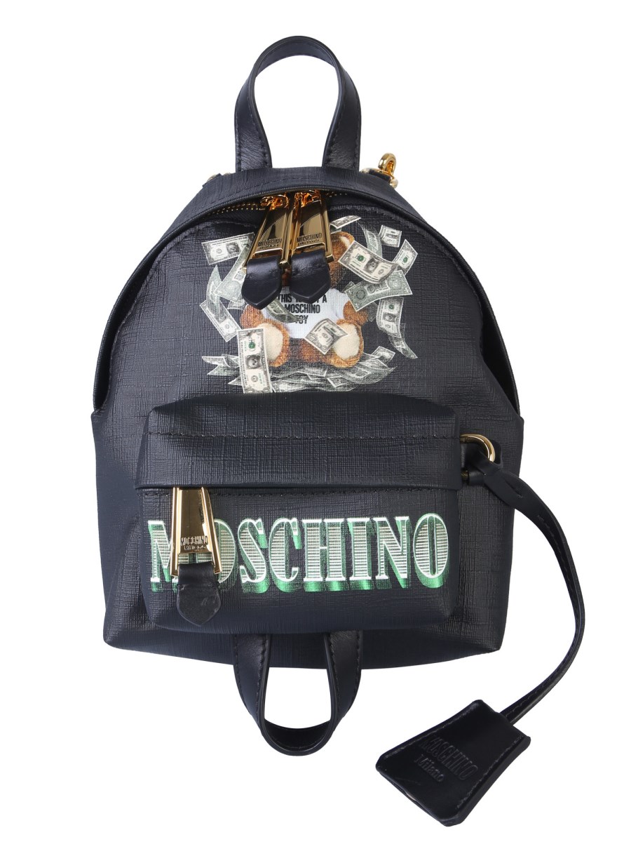 Moschino leather online backpack