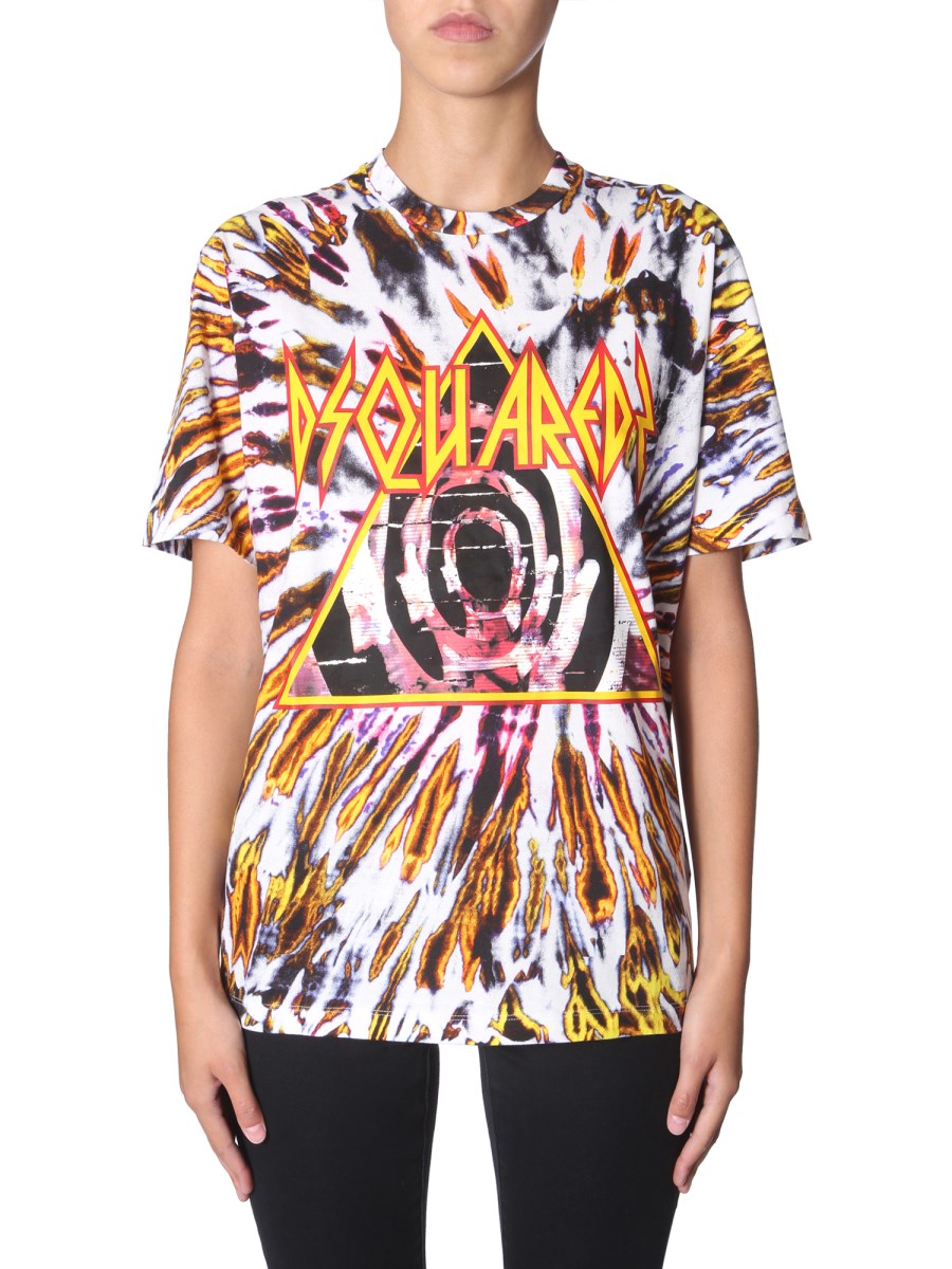 DSQUARED T-SHIRT IN COTONE CON STAMPA TIE AND DYE