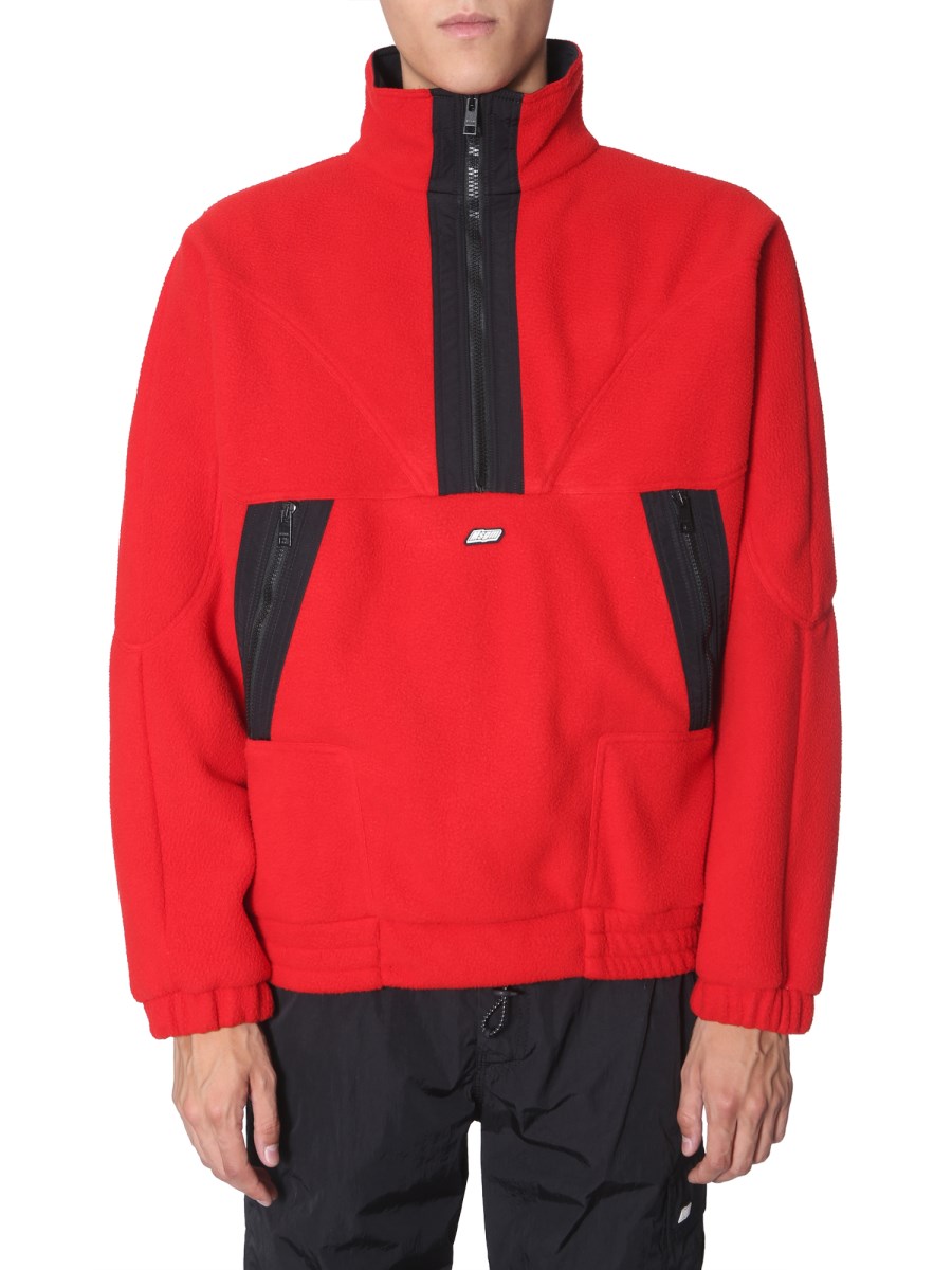 MSGM FELPA IN PILE CON ZIP E RICAMO