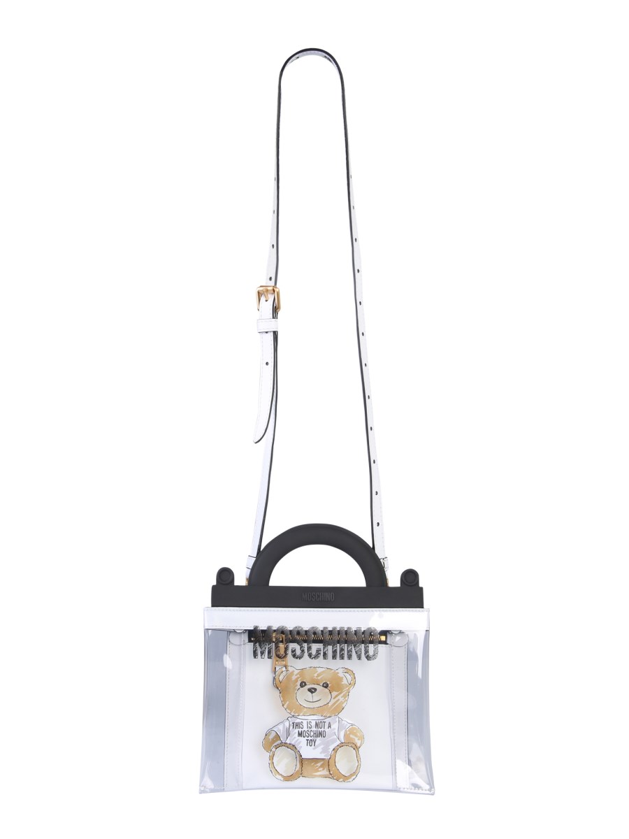 MOSCHINO TRANSPARENT PVC BAG WITH BRUSHSTROKE TEDDY BEAR Eleonora Bonucci