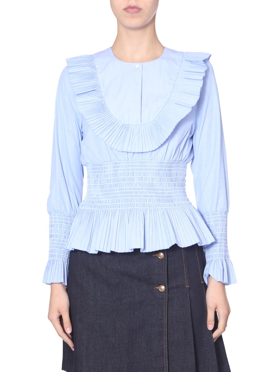 TORY BURCH - SMOCKED COTTON BLOUSE - Eleonora Bonucci