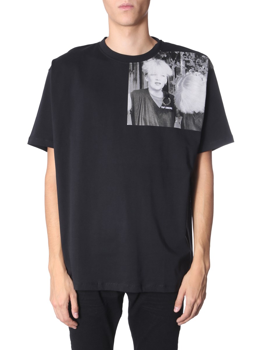 FRED PERRY X RAF SIMONS - COTTON T-SHIRT WITH PRINTED SHOULDER ...