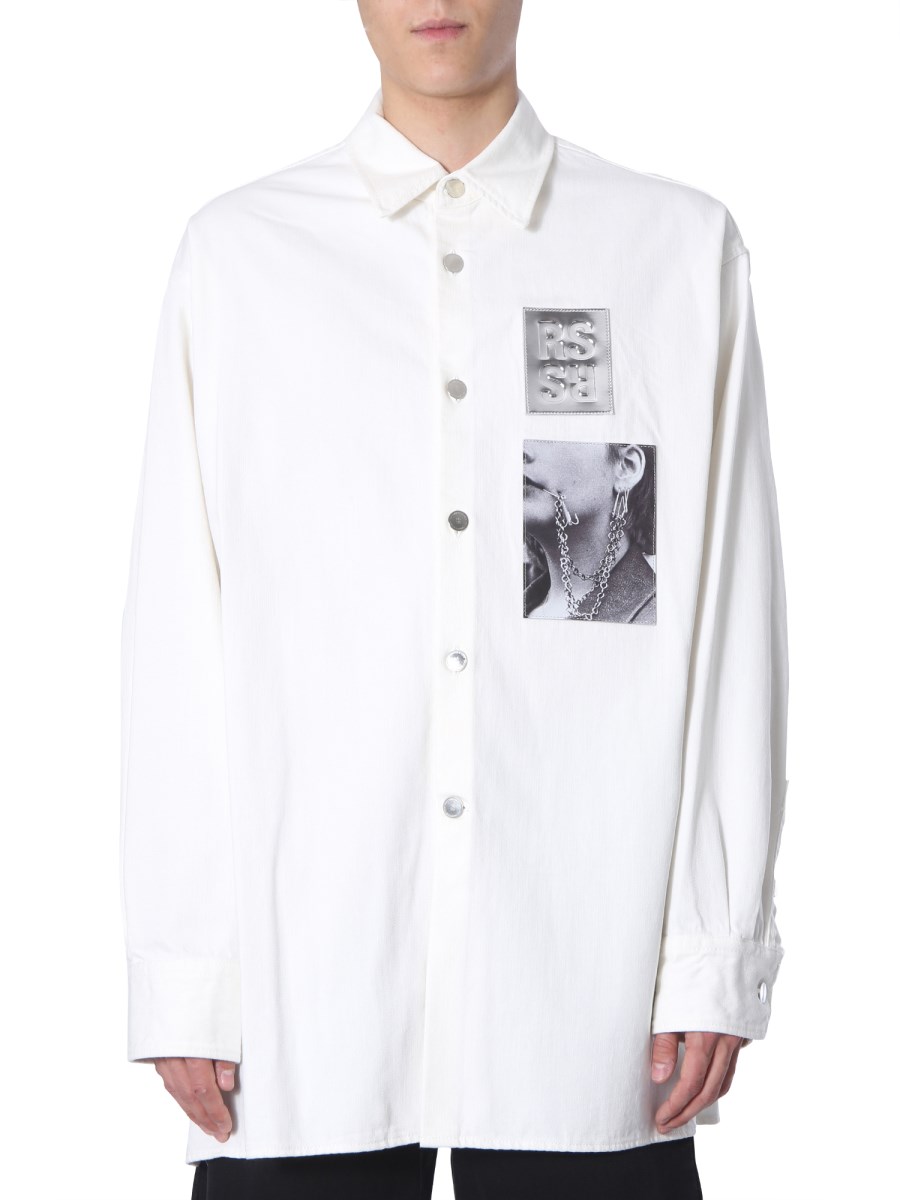 RAF SIMONS - OVERSIZE FIT DENIM SHIRT WITH PATCHES - Eleonora Bonucci