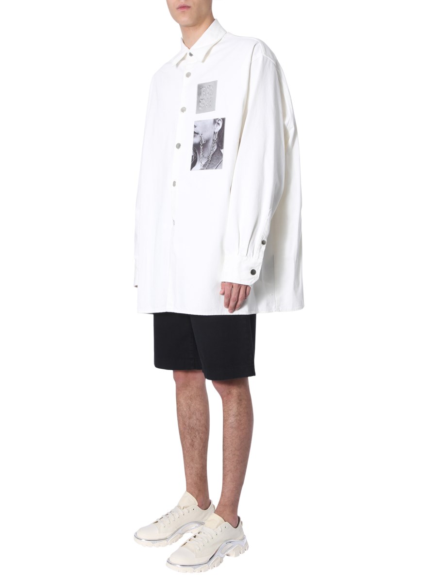 RAF SIMONS - OVERSIZE FIT DENIM SHIRT WITH PATCHES
