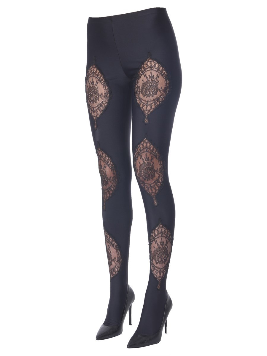 Versace All Over Lace Tights in Black