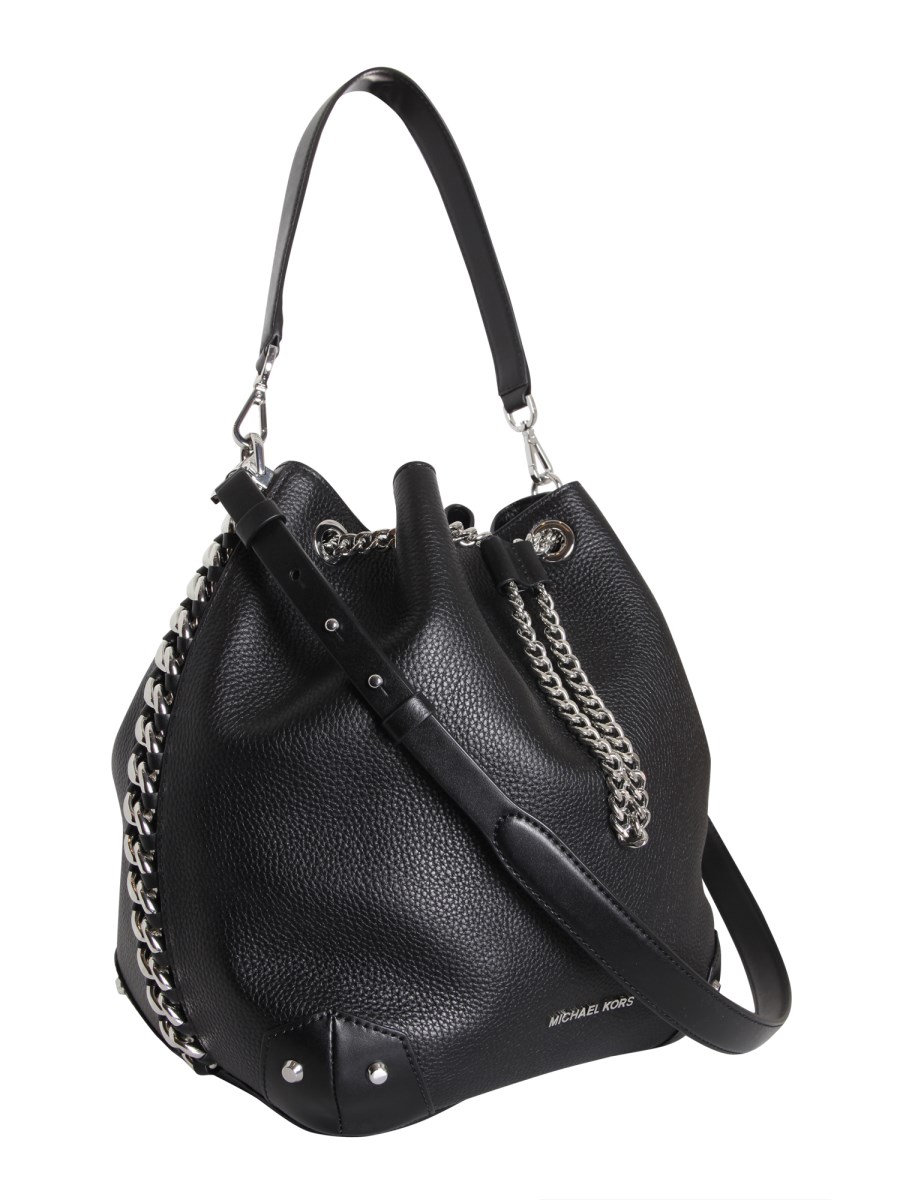 Alanis large pebbled store leather bucket bag