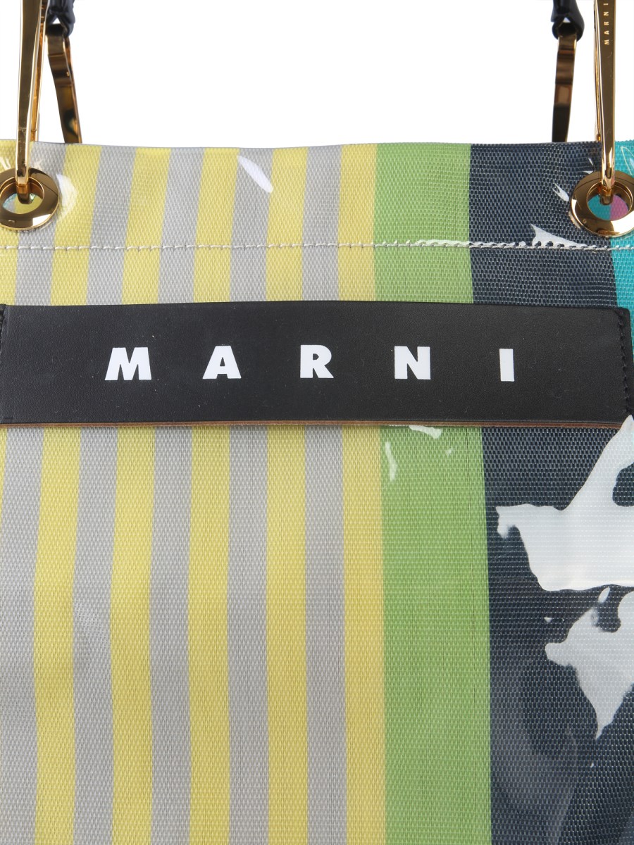 MARNI - GLOSSY GRIP POLYAMIDE STRIPED SHOPPING BAG MARNI - GLOSSY GRIP POLYAMIDE STRIPED SHOPPING BAG