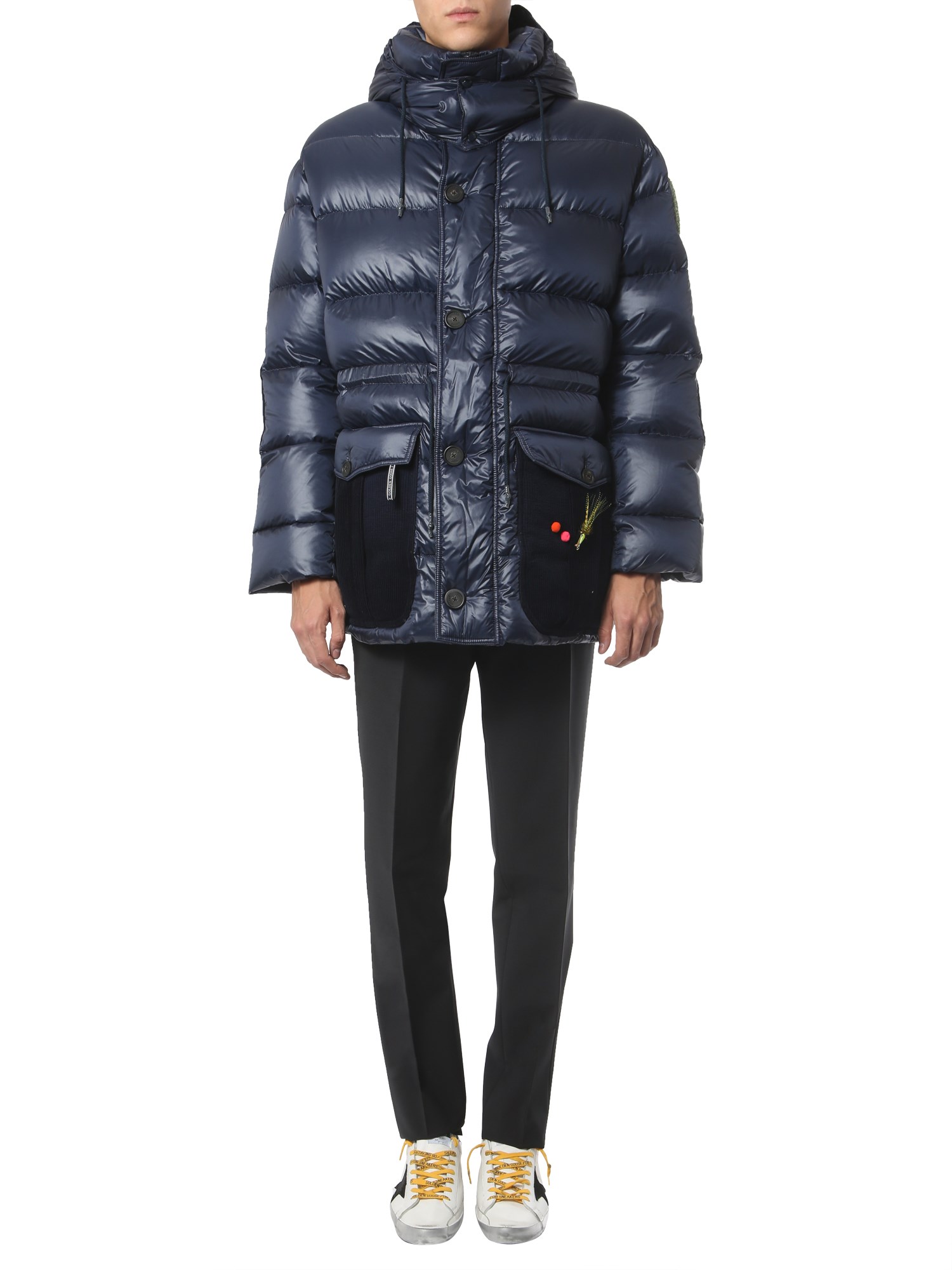 Golden Goose Down Jacket With Hood In Blue