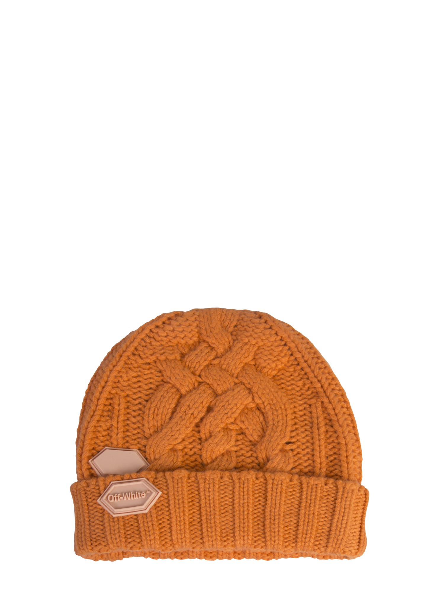 Off-white Knitted Hat In Orange