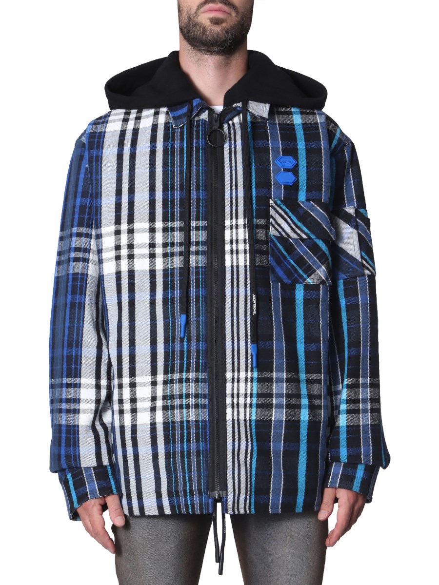 Padded check shop shirt with hood