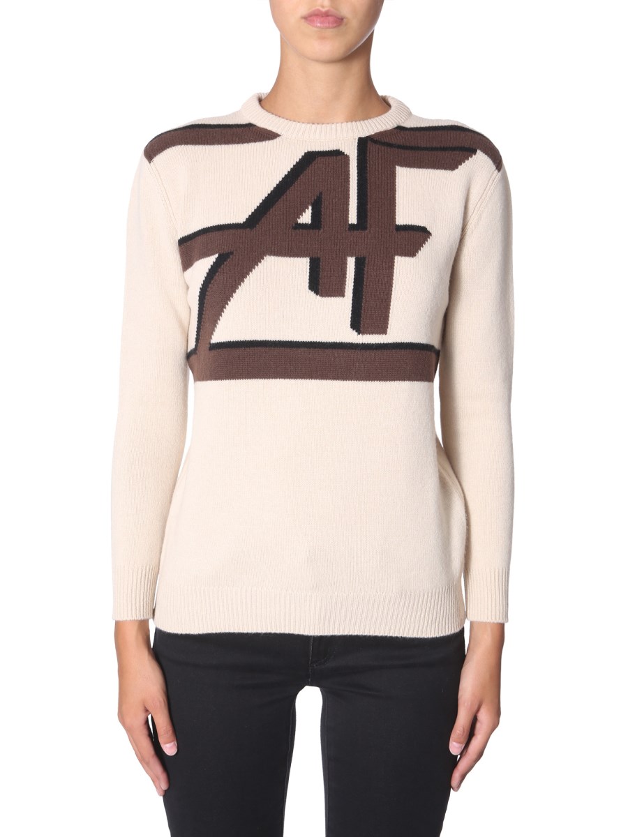 ALBERTA FERRETTI MAGLIA GIROCOLLO IN LANA E CASHMERE CON LOGO