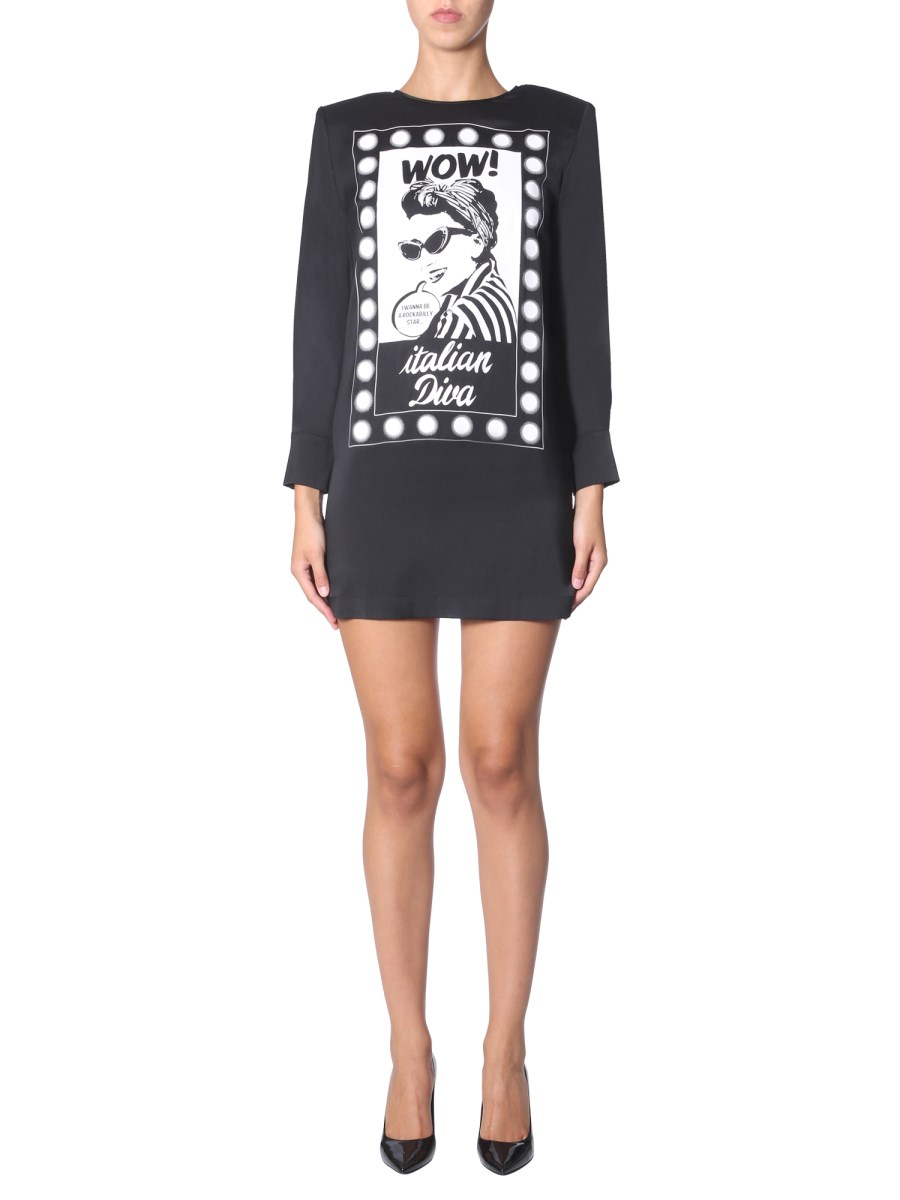 BOUTIQUE MOSCHINO CREW NECK PRINTED DRESS Eleonora Bonucci