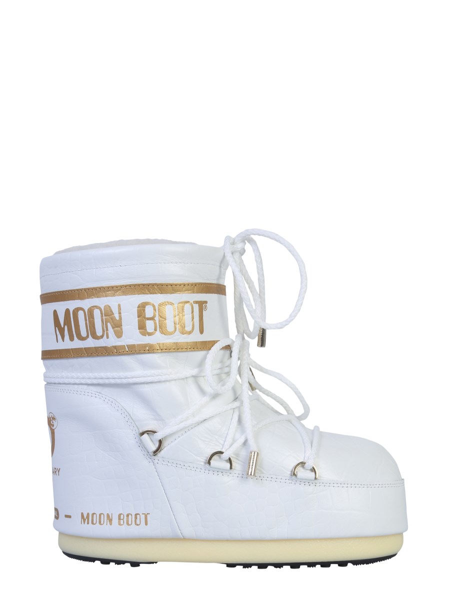 MOON BOOT MOON BOOT CLASSIC LOW IN PELLE STAMPA COCCO