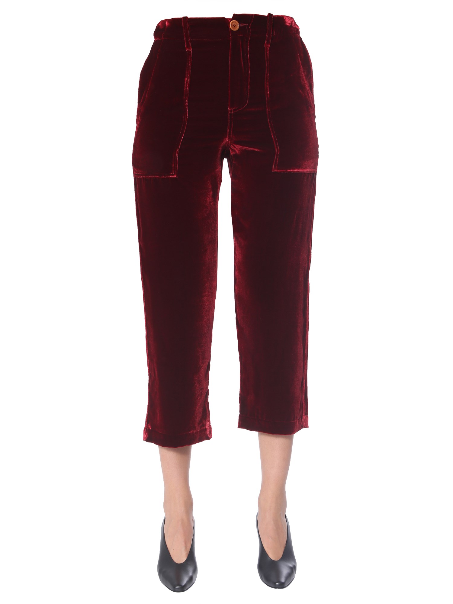 Shop Jejia Cropped Pants In Bordeaux